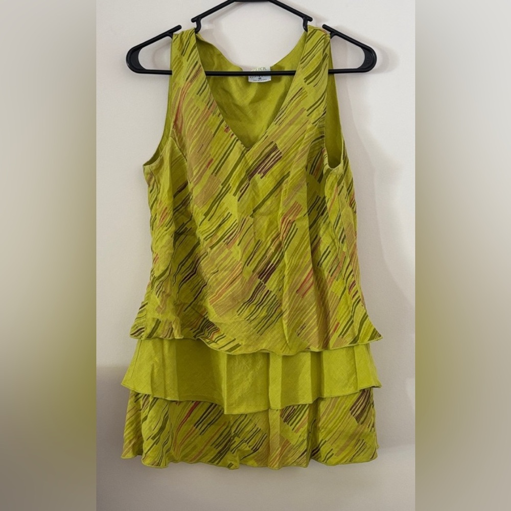 Click Boho Green Layered Sleeveless Top Tank Top Blouse Women’s Size Medium M